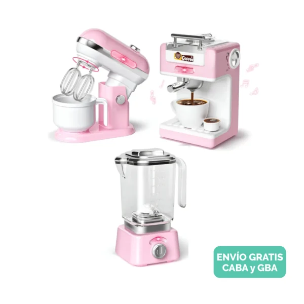 Set Electrodomésticos de Juguete x3 Rosa claro con Luz y Sonidos Set Electrodomésticos de Juguete x3 Rosa claro con Luz y Sonidos