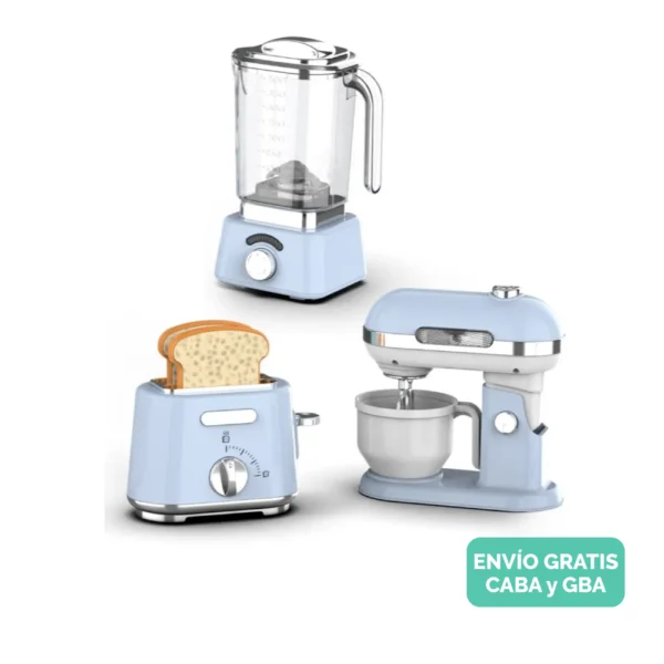 Set De Electrodomésticos Celeste de Juguete con Luz y Movimiento Set De Electrodomésticos Celeste de Juguete con Luz y Movimiento