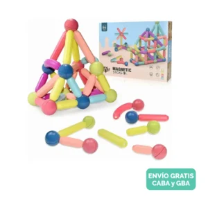 Bloques Magnéticos para Armar – Set de 64 Piezas con Tubos, Codos y Conectores 3D Bloques Magnéticos para Armar – Set de 64 Piezas con Tubos, Codos y Conectores 3D