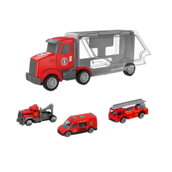 Camión Mosquito Rojo con Valija Porta Autos Rescate Bomberos Camión Mosquito Rojo con Valija Porta Autos Rescate Bomberos