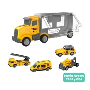 Camión Mosquito Amarillo con Valija Porta Autos Rescate Bomberos Camión Mosquito Amarillo con Valija Porta Autos Rescate Bomberos