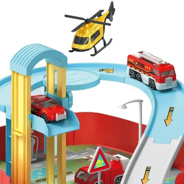 Mochila Bomberos 3 Pista Mochila Bomberos con Autos y Helicóptero con 37 Piezas