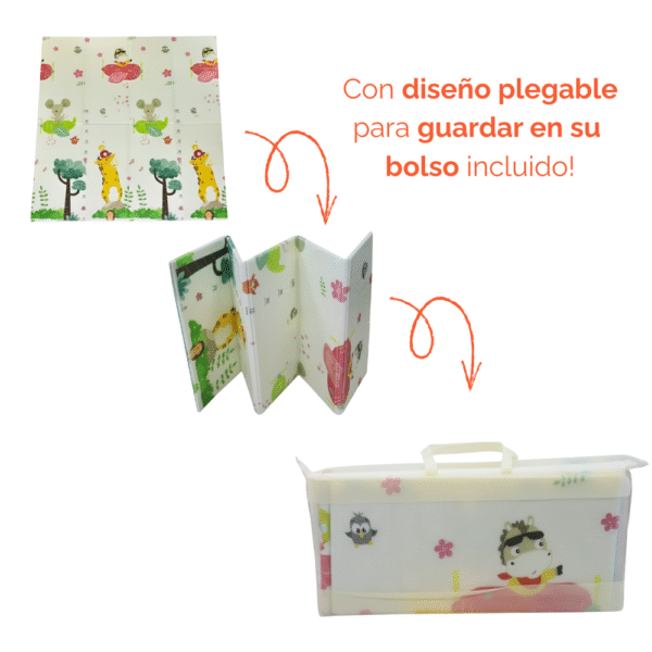 PLEGABLE Alfombra Antigolpes Bebe Reversible JIRAFA-ANIMALES 200x180 cm y 0,8 cm Grosor