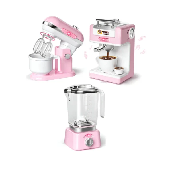 Set de electrodomesticos rosa Set Electrodomésticos de Juguete x3 Rosa claro con Luz y Sonidos