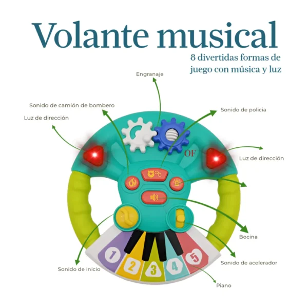 Volante Musical 2 Volante Musical Didáctico para Bebes con Luz y Sonido