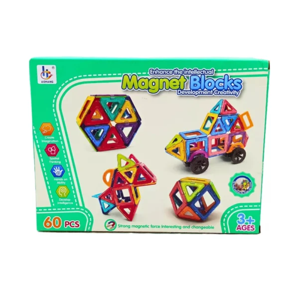Bloques 4 Bloques Magnéticos con Imanes – Set de 60 Piezas Coloridas y Didácticas