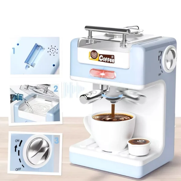 Cafetera Expreso de Juguete Celeste con Luz y Sonido