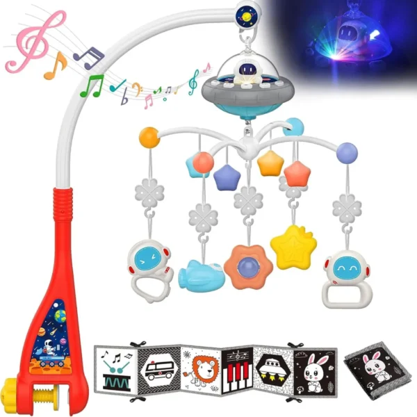 Movil Cunero 5 Móvil Musical para Cuna con Proyector, Luces y Colgantes Didácticos