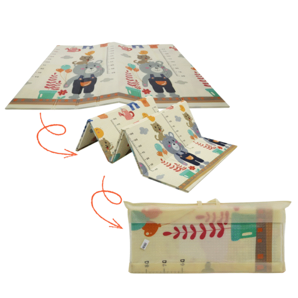 4 Alfombra Antigolpes Bebe Reversible OSOS-GATITOS-BOSQUE 200x180 cm y 0,8 cm Grosor