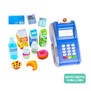 Juego de Compras Infantil con POSNET Electrónico, Accesorios y Comida Juego de Compras Infantil con POSNET Electrónico, Accesorios y Comida