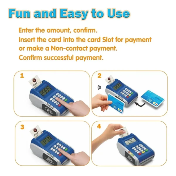 Posnet 7 Juego de Compras Infantil con POSNET Electrónico, Accesorios y Comida