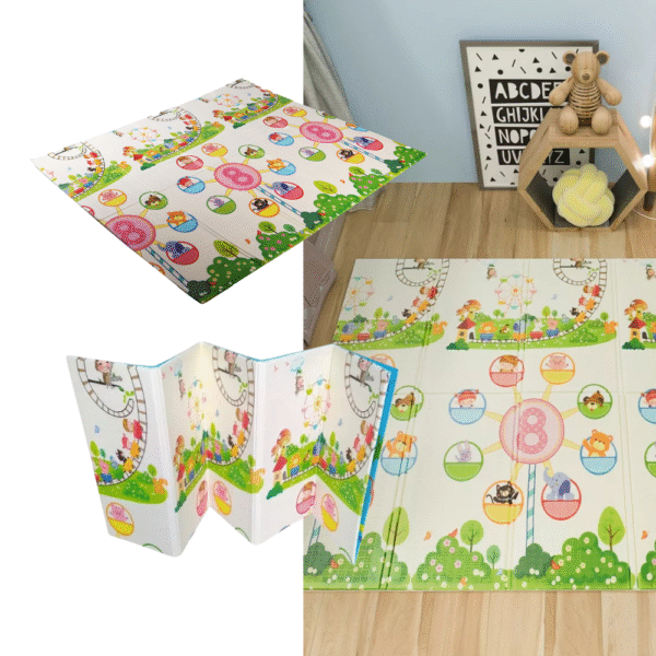 Alfombra Antigolpes Bebe Reversible ELEFANTES y PARQUE DIVERSIONES 150x180 cm y 0,8 cm Grosor