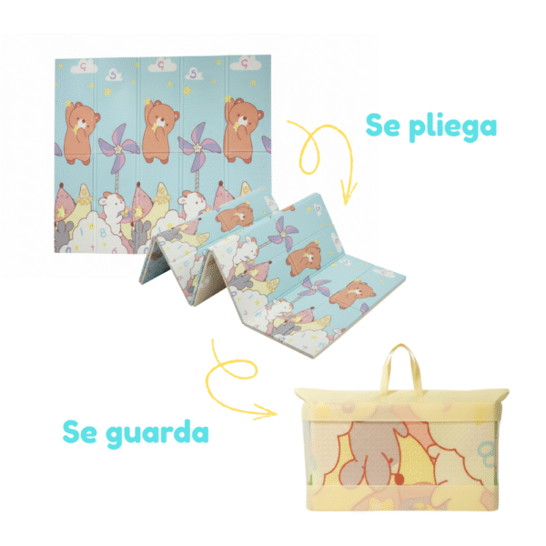 3 Alfombra Antigolpes Bebe Reversible ANIMALES CIELO Y ANIMALES LETRAS 120x180 cm y 0,8 cm Grosor