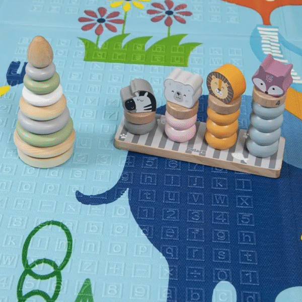 Alfombra Antigolpes Bebe Reversible ELEFANTES y PARQUE DIVERSIONES 150x180 cm y 0,8 cm Grosor