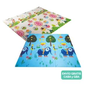 Alfombra Antigolpes Azul Elefante Reversible Alfombra antigolpes para bebes reversible 2 diseños en 1 incluye bolso de traslado