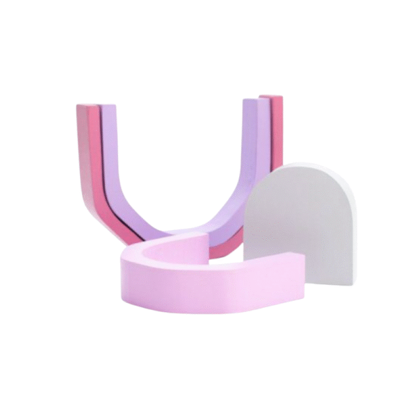 17 Arco Iris de Madera Tonos Rosados 4 Piezas -Juego de Encastre & Deco Infantil