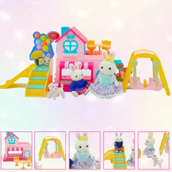Conejitos 4 Casita de Conejitos “Dreamy Bay” con Tobogán y Accesorios