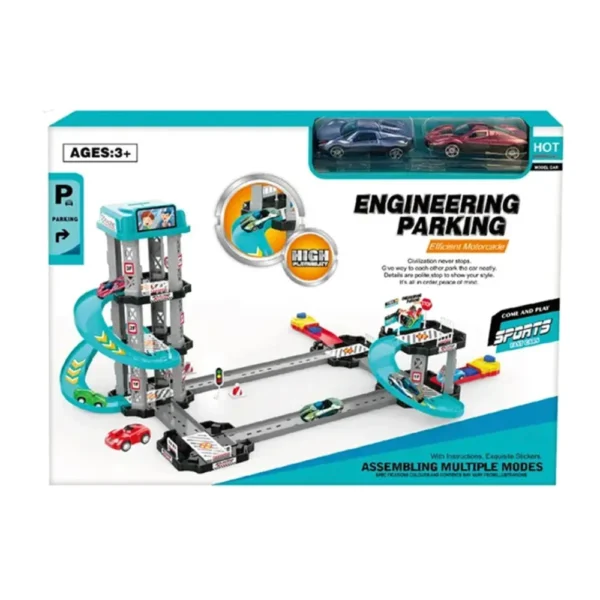 Estacionamiento 4 Pista de Autos 5 Niveles con Rampas en Espiral y Estacionamiento