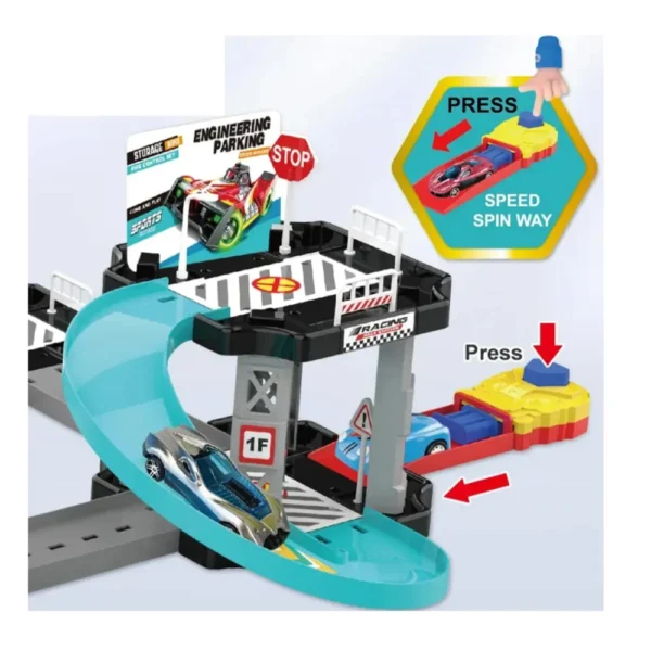 Pista de Autos de juguete 5 Niveles con Rampas en Espiral y Estacionamiento Pista de Autos de juguete 5 Niveles con Rampas en Espiral y Estacionamiento