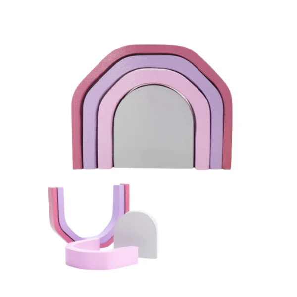 Arco Iris de Madera Tonos Rosados 4 Piezas -Juego de Encastre & Deco Infantil