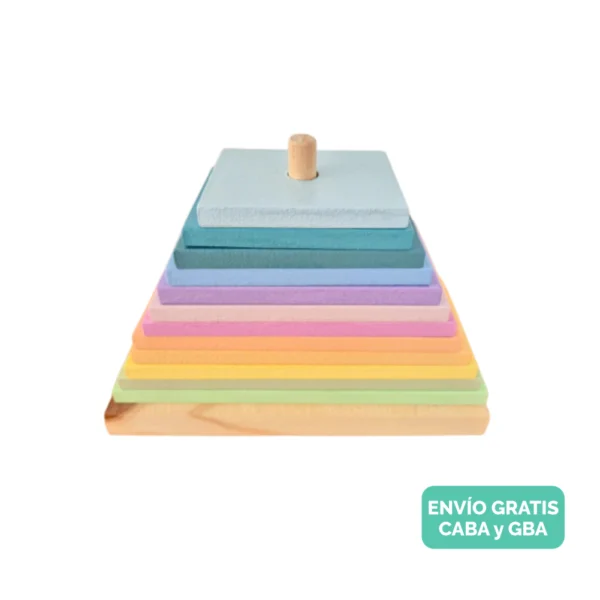 Torre de encastre de madera piramide 12 piezas multicolor Torre de encastre de madera piramide 12 piezas multicolor