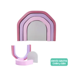 Arco Iris de Madera Rosado – 4 Piezas | Juego de Encastre & Deco Infantil Arco Iris de Madera Rosado – 4 Piezas | Juego de Encastre & Deco Infantil