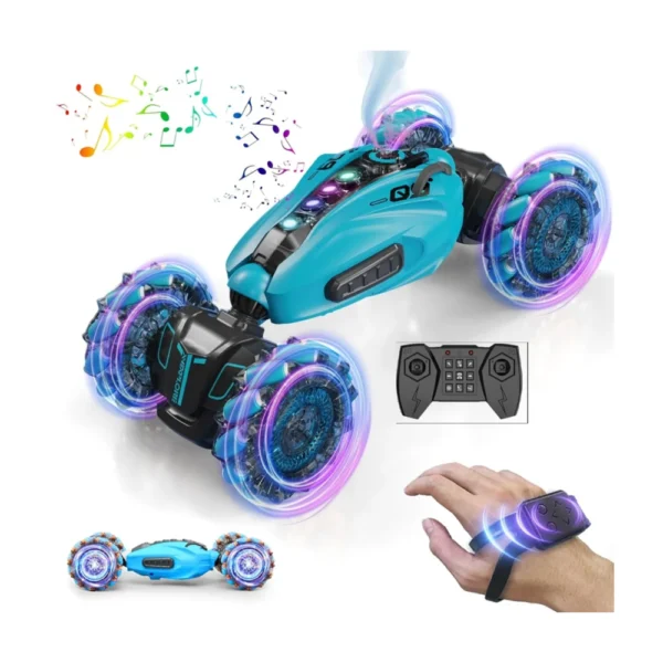 Auto Con Muñequera Articulado Giro 360° con Luz, Spray y Música Color Azul Auto Con Muñequera Articulado Giro 360° con Luz, Spray y Música Color Azul