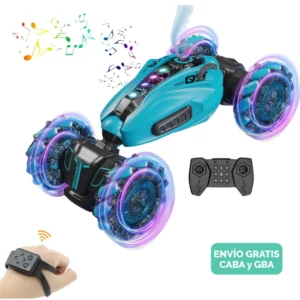 Auto Con Muñequera Articulado Giro 360° con Luz, Spray y Música Color Azul