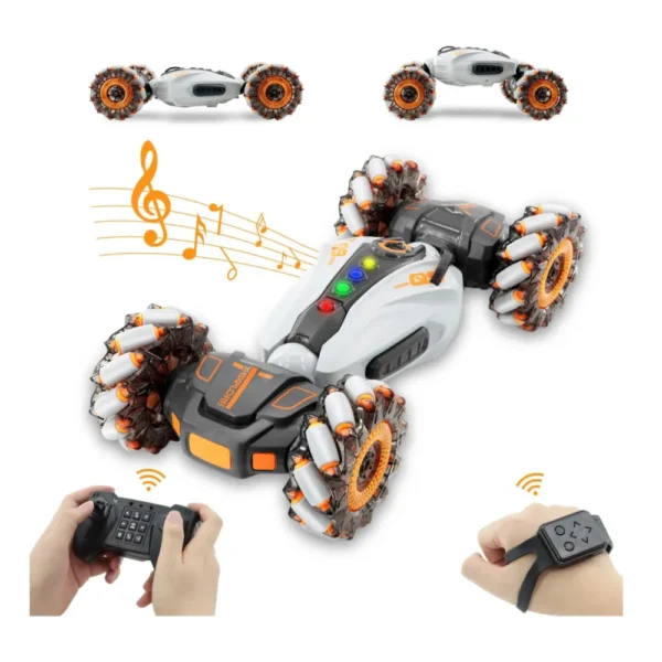 Articulado 4 Auto Con Muñequera Articulado Giro 360° con Luz, Spray y Música Color Gris