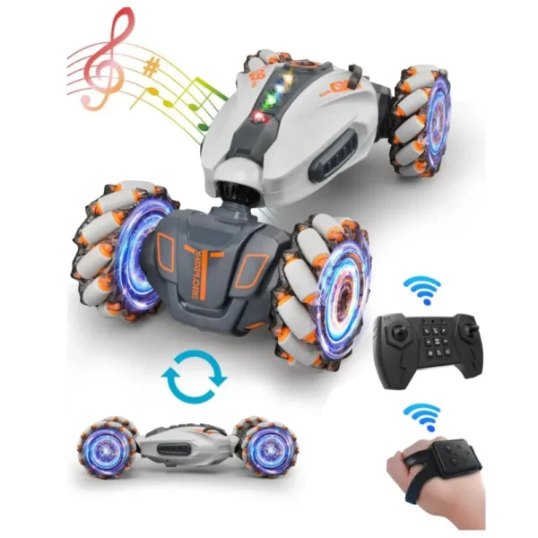 Articulado 7 Auto Con Muñequera Articulado Giro 360° con Luz, Spray y Música Color Gris