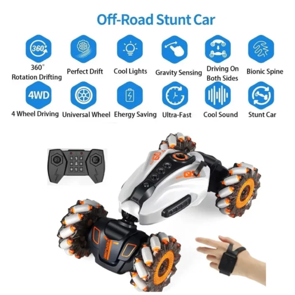 Auto Con Muñequera Articulado Giro 360° con Luz, Spray y Música Color Gris Auto Con Muñequera Articulado Giro 360° con Luz, Spray y Música Color Gris