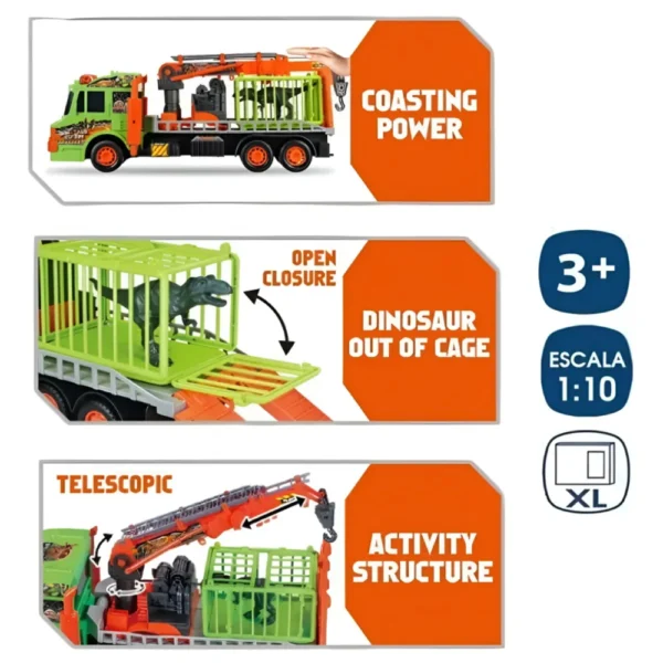 Camión Dinosaurio con Jaula y Grúa Escala 1:10