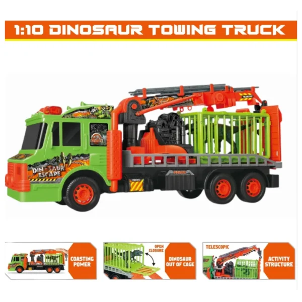 Camión Dinosaurio con Jaula y Grúa Escala 1:10