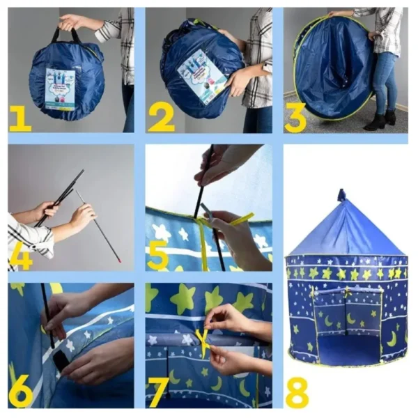 Carpa azul 4 Castillo Carpa de Juguete Infantil Grande Tipo Pelotero Azul