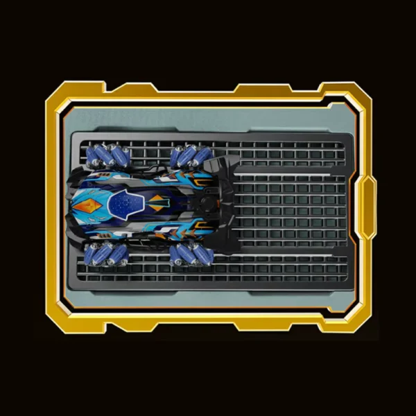 Auto Stunt Azul 360° a Control Remoto con Luces, Spray de Agua y Muñequera Interactiva