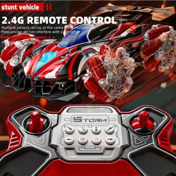 Extreme Storm Rojo 3 Auto Stunt Rojo 360° a Control Remoto con Luces, Spray de Agua y Muñequera Interactiva