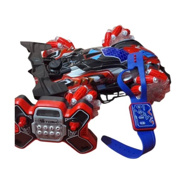 Extreme Storm Rojo 4 Auto Stunt Rojo 360° a Control Remoto con Luces, Spray de Agua y Muñequera Interactiva