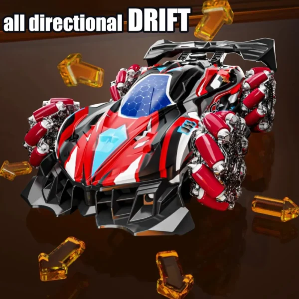 Extreme Storm Rojo 6 Auto Stunt Rojo 360° a Control Remoto con Luces, Spray de Agua y Muñequera Interactiva