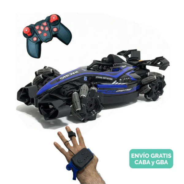 Auto Fórmula 1 de Juguete Azul con Giro 360°, Spray de Agua y Luces
