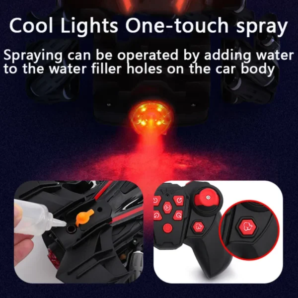 Auto Fórmula 1 de Juguete Azul con Giro 360°, Spray de Agua y Luces