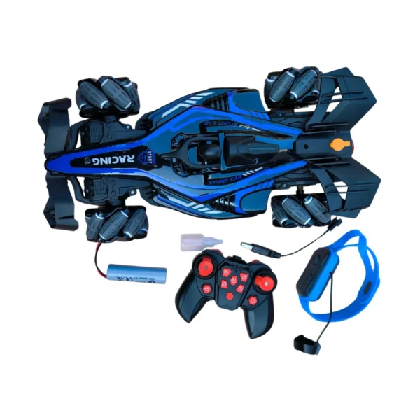 Auto Fórmula 1 de Juguete Azul con Giro 360°, Spray de Agua y Luces