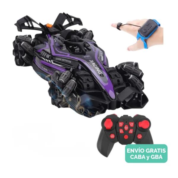 Auto Fórmula 1 de Juguete Azul con Giro 360°, Spray de Agua y Luces Auto Fórmula 1 de Juguete Azul con Giro 360°, Spray de Agua y Luces