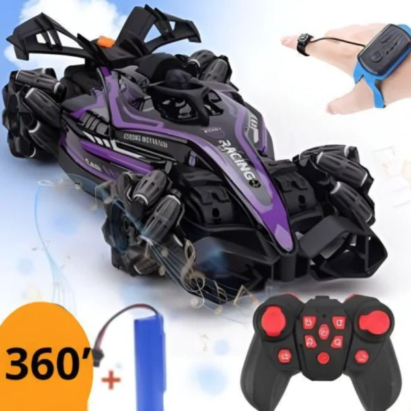 F1 Violeta 7 Auto Fórmula 1 Violeta con Giro 360°, Spray de Agua y Luces