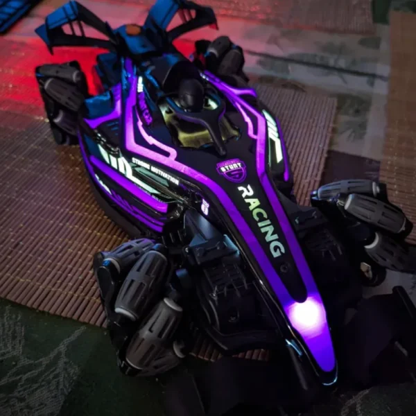 F1 Violeta 9 Auto Fórmula 1 Violeta con Giro 360°, Spray de Agua y Luces