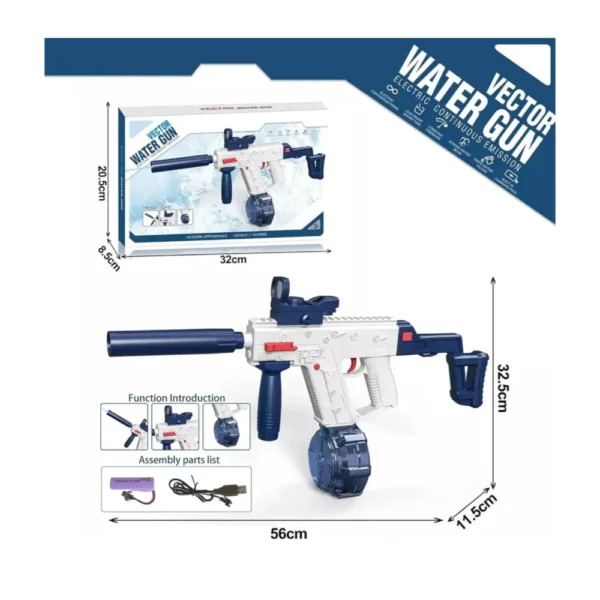 Pistola de Agua Eléctrica Azul – Batería Recargable