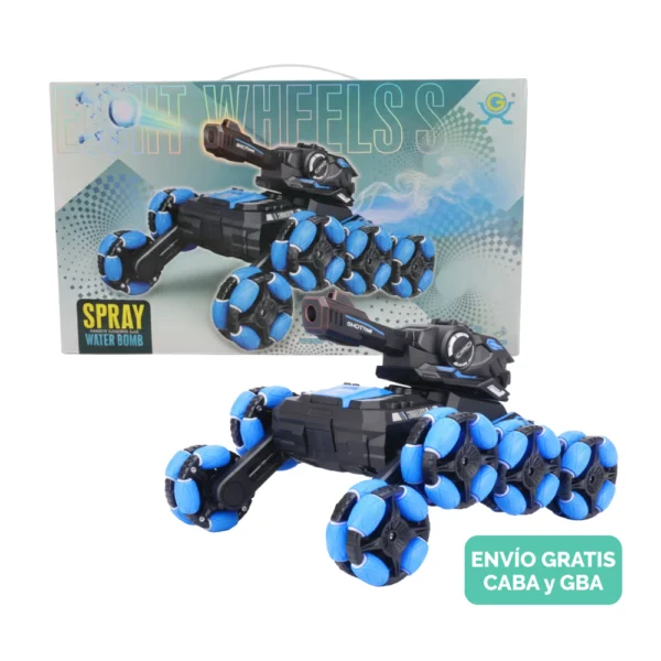 Tanque Con Muñequera Lanza Bolas De Gel Luces Y Spray Agua Azul Tanque