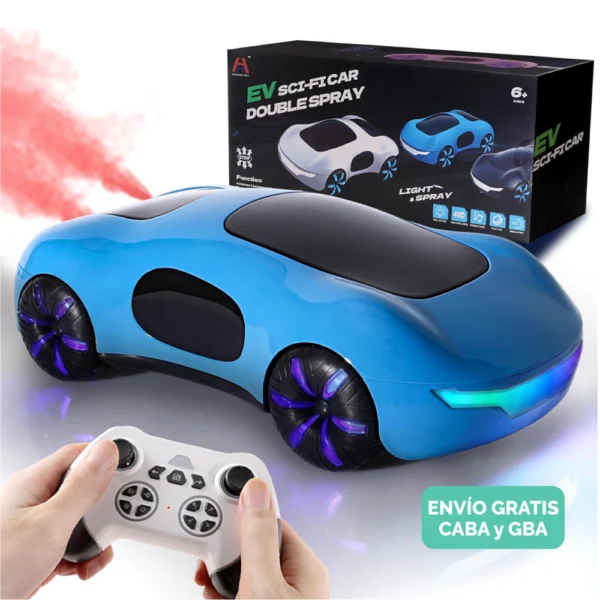 Auto Futurista A Control Remoto Luces Led Giro 360 Y Pilas Azul Auto Futurista Azul
