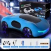 Auto Futurista Azul a Control Remoto con Luces LED, Spray y Giro 360°