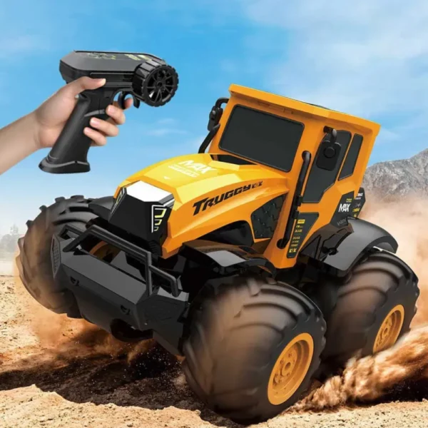 Tractor A Control Remoto Anfibio Todo Terreno 4x4 Amarillo