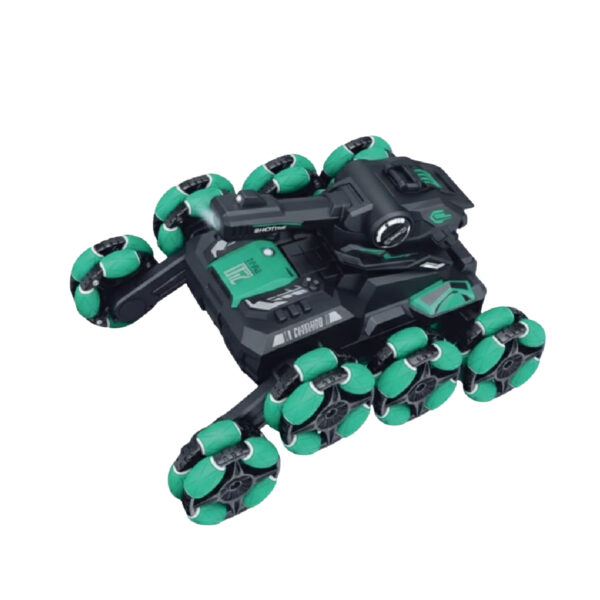 Water Bomb Verde_Water Bomb Verde 3 Tanque Verde 8 Ruedas con Lanzabolas, Luces y Spray Control Remoto y Muñequera